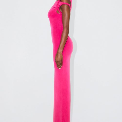 11 AMINA SUEDED STRETCH TWIST MAXI DRESS FUCHSIA SUEDED 0013