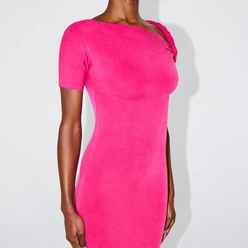 13 AMINA SUEDED STRETCH TWIST MINI DRESS FUCHSIA SUEDED 0051