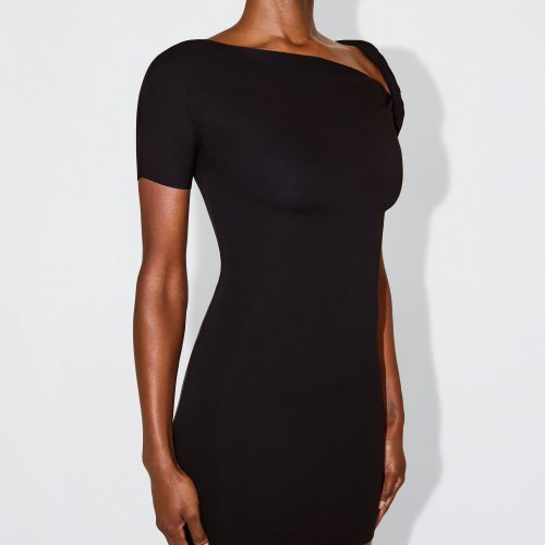 19 AMINA SUEDED STRETCH TWIST MINI DRESS BLACK SUEDED 0045