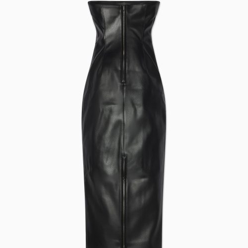 2 FAUX LEATHER STRAPLESS LONG DRESS BACK