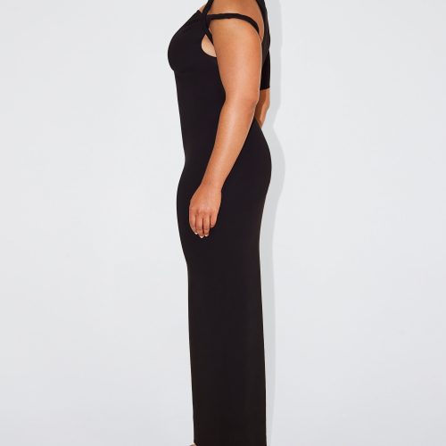 22 SOPHIA SUEDED STRETCH TWIST MAXI DRESS BLACK SUEDED 0032