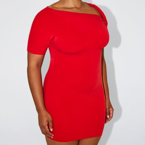 40 SOPHIA SUEDED STRETCH TWIST MINI DRESS TOMATO SUEDED 0033