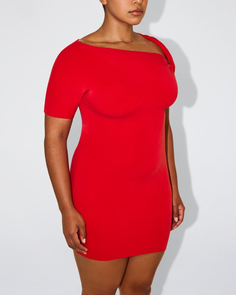 40 SOPHIA SUEDED STRETCH TWIST MINI DRESS TOMATO SUEDED 0033