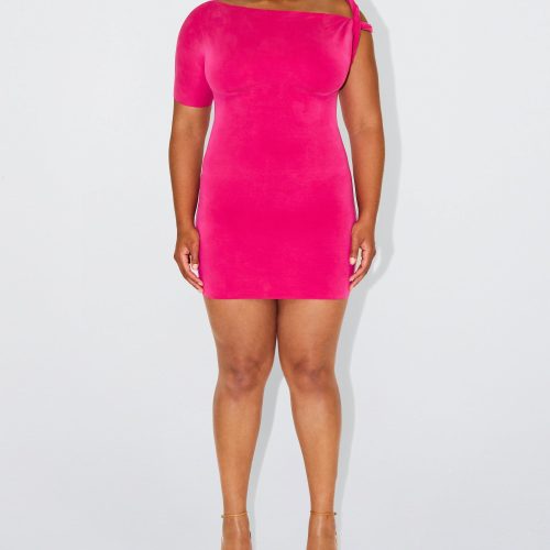 44 SOPHIA SUEDED STRETCH TWIST MINI DRESS FUCHSIA SUEDED 0003