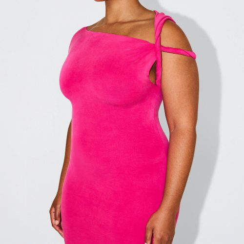 44 SOPHIA SUEDED STRETCH TWIST MINI DRESS FUCHSIA SUEDED 0033