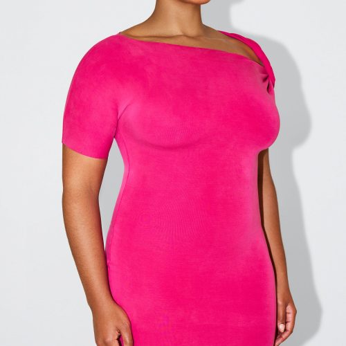 44 SOPHIA SUEDED STRETCH TWIST MINI DRESS FUCHSIA SUEDED 0043