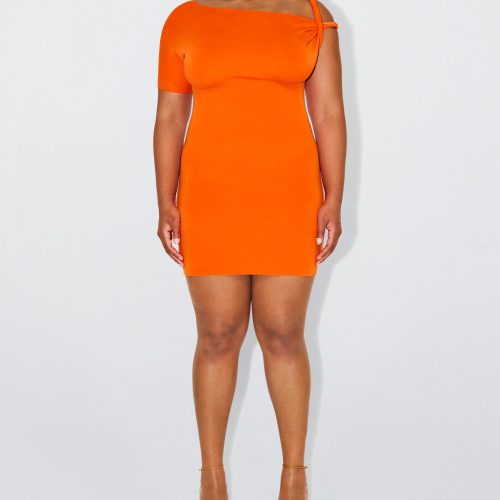 48 SOPHIA SUEDED STRETCH TWIST MINI DRESS PAPAYA SUEDED 0007