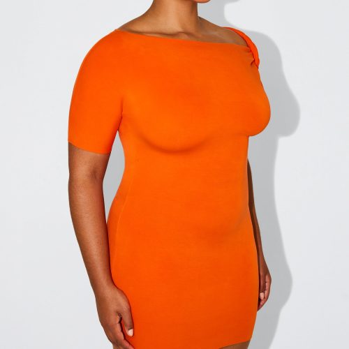 48 SOPHIA SUEDED STRETCH TWIST MINI DRESS PAPAYA SUEDED 0031