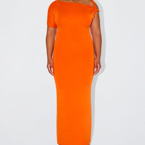 49 SOPHIA SUEDED STRETCH TWIST MAXI DRESS PAPAYA SUEDE 0040