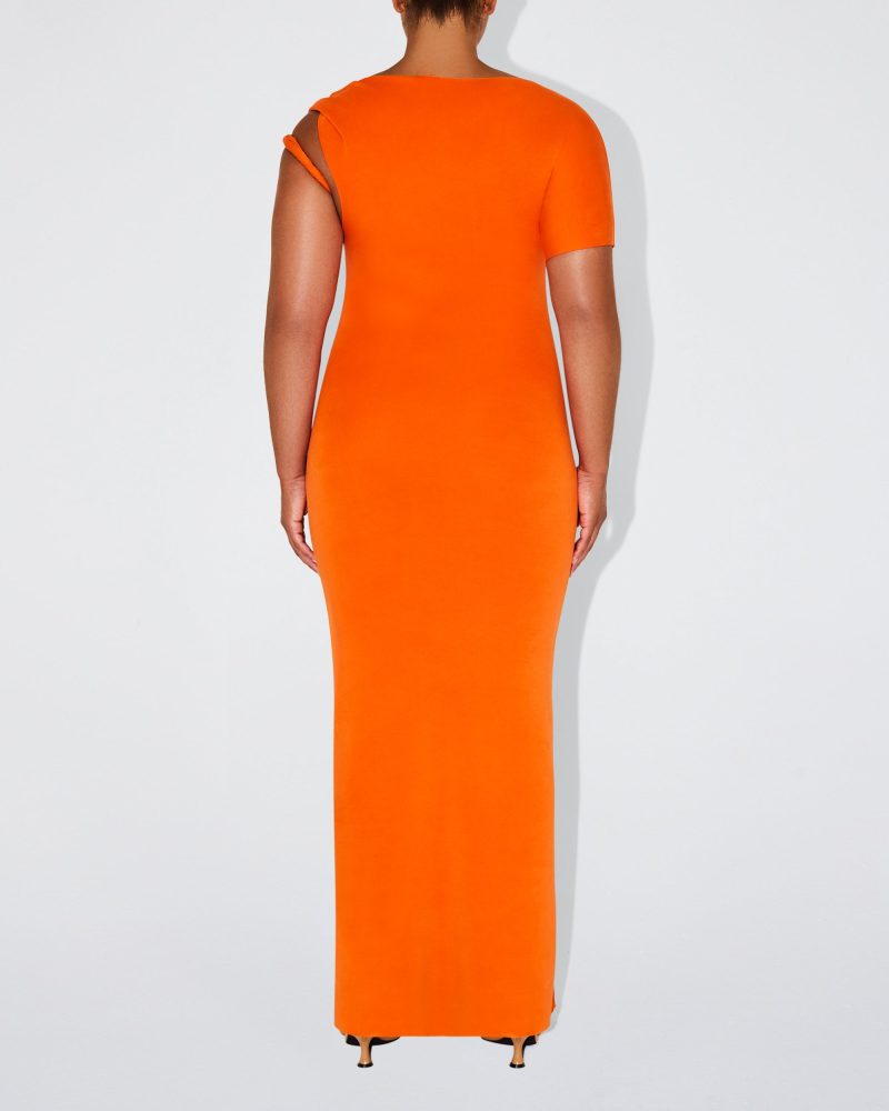 49 SOPHIA SUEDED STRETCH TWIST MAXI DRESS PAPAYA SUEDE 0058