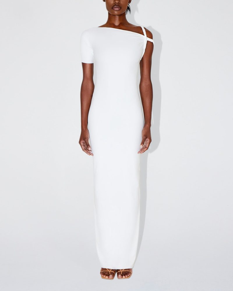 AMINA SLEEK TWIST MAXI DRESS BRIGHT WHITE SLEEK 0008