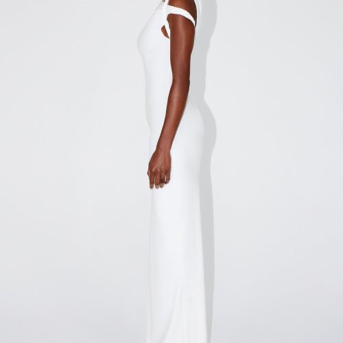 AMINA SLEEK TWIST MAXI DRESS BRIGHT WHITE SLEEK 0018