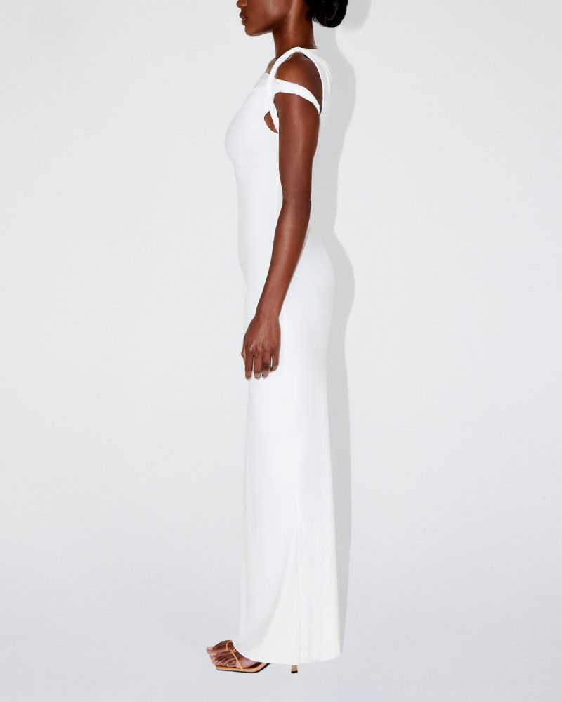 AMINA SLEEK TWIST MAXI DRESS BRIGHT WHITE SLEEK 0018