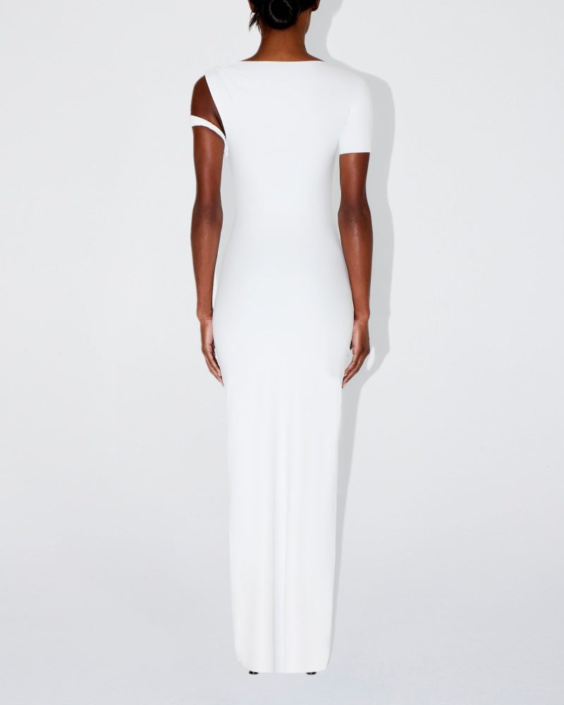 AMINA SLEEK TWIST MAXI DRESS BRIGHT WHITE SLEEK 0047