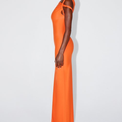 AMINA SLEEK TWIST MAXI DRESS PAPAYA SLEEK 0008