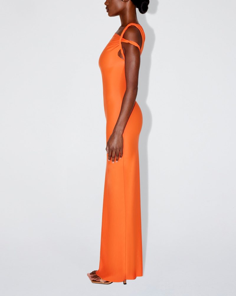 AMINA SLEEK TWIST MAXI DRESS PAPAYA SLEEK 0008