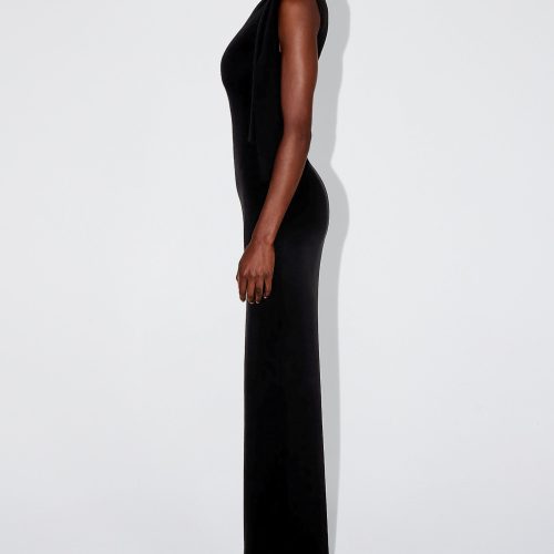 AMINA SUEDED KNOTTED MAXI DRESS BLACK SUEDED 0015