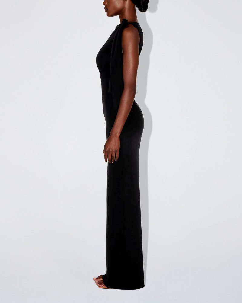 AMINA SUEDED KNOTTED MAXI DRESS BLACK SUEDED 0015