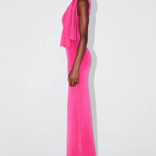 AMINA SUEDED KNOTTED MAXI DRESS FUCHSIA SUEDED 0010