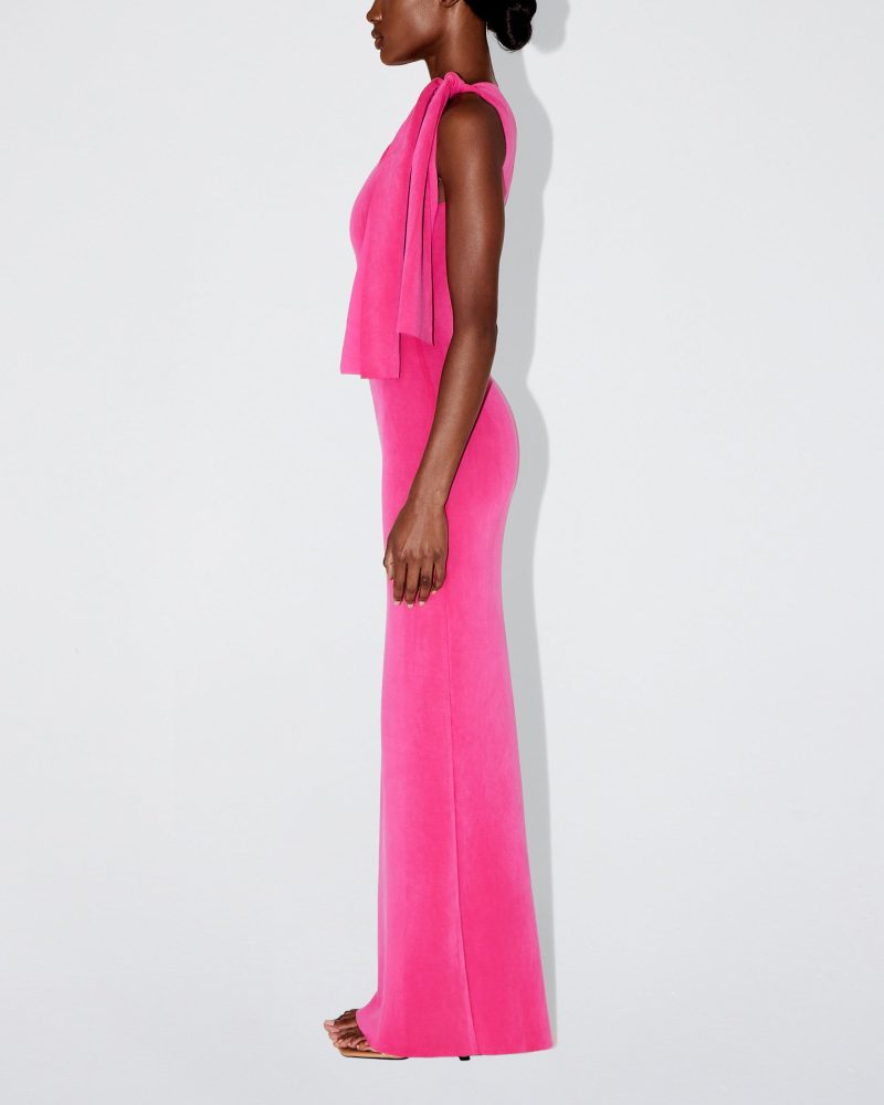 AMINA SUEDED KNOTTED MAXI DRESS FUCHSIA SUEDED 0010