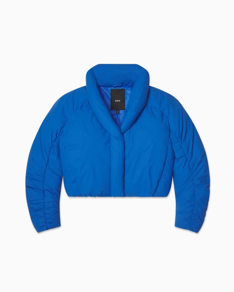 CROPPED PUFFER JACKET BLUE F1