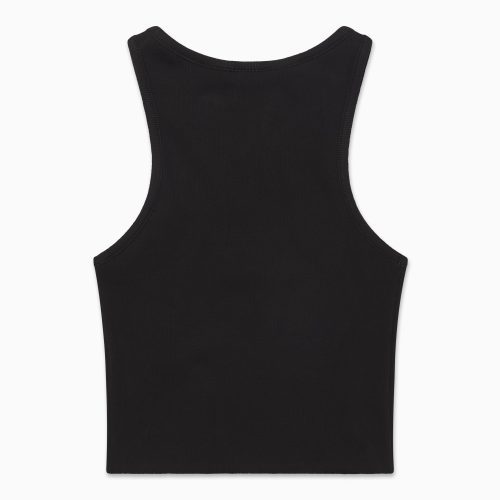 CROPPED RAW HEM RIB TANK BLACK B