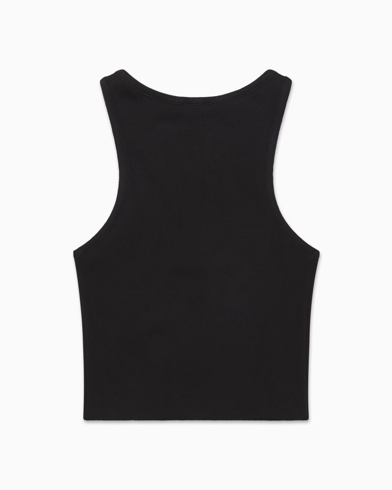 CROPPED RAW HEM RIB TANK BLACK B