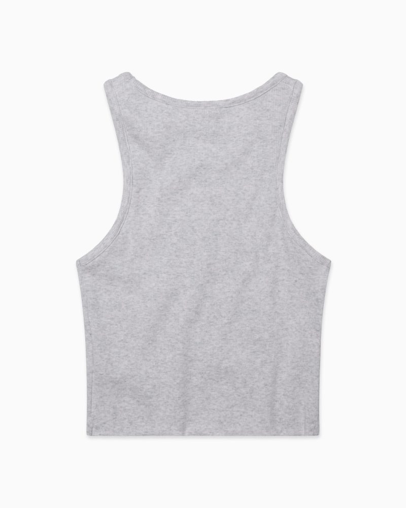 CROPPED RAW HEM RIB TANK GREY B