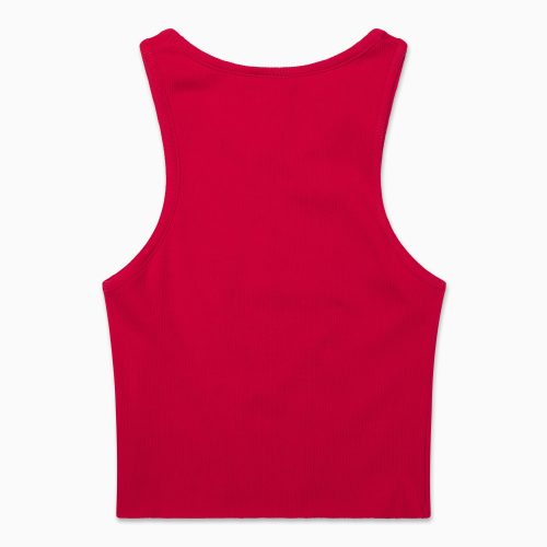 CROPPED RAW HEM RIB TANK RED B