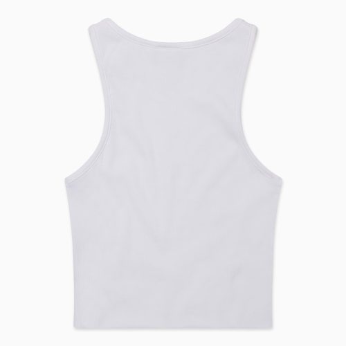 CROPPED RAW HEM RIB TANK WHITE B