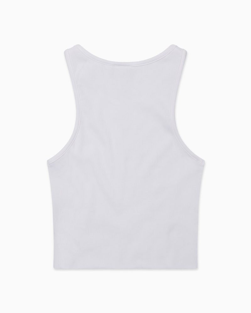 CROPPED RAW HEM RIB TANK WHITE B