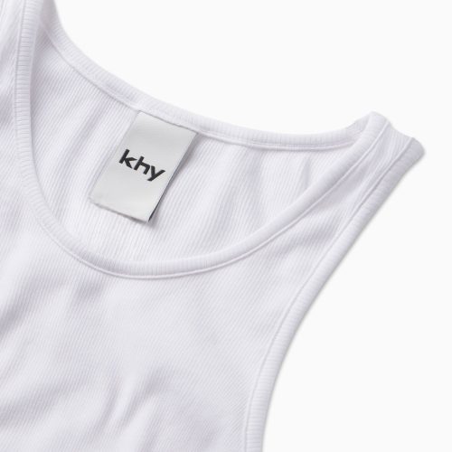 CROPPED RAW HEM RIB TANK WHITE D