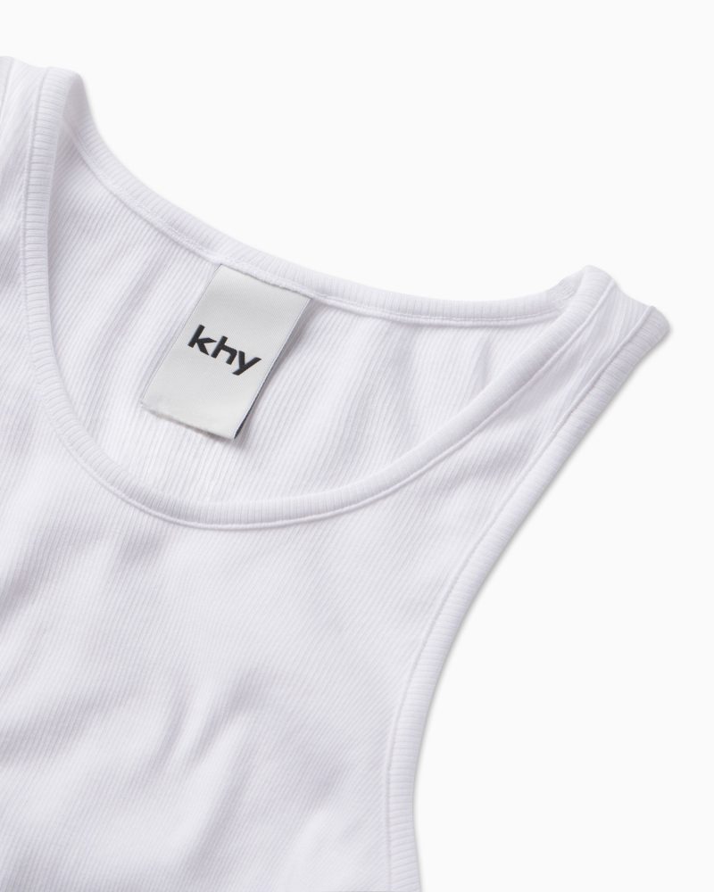 CROPPED RAW HEM RIB TANK WHITE D