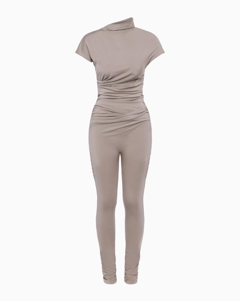 DRAPED ASYMMETRICAL CATSUIT Ash 1