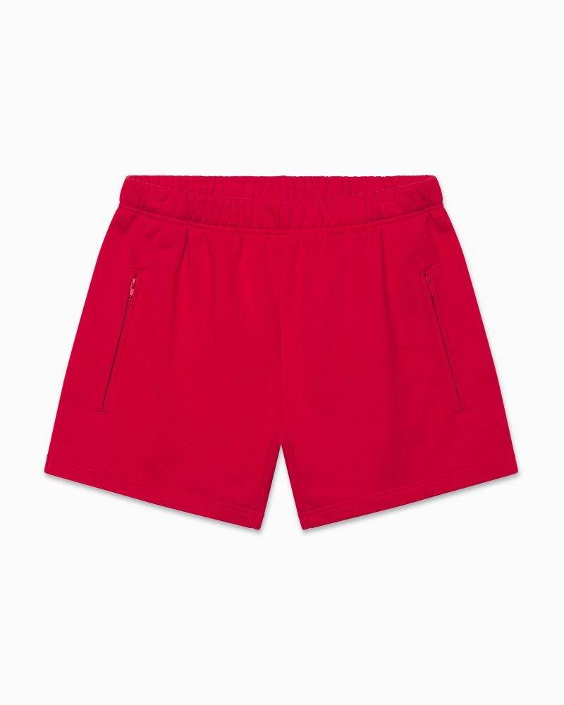 FLEECE BASKETBALL SHORT RED F