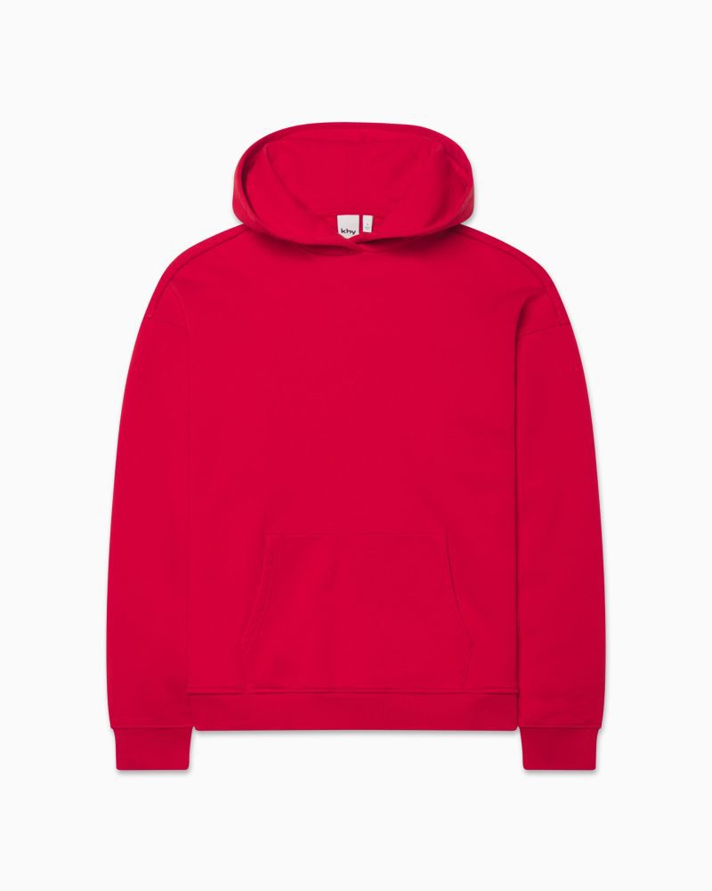 FLEECE OVERSIZED HOODIE RED F