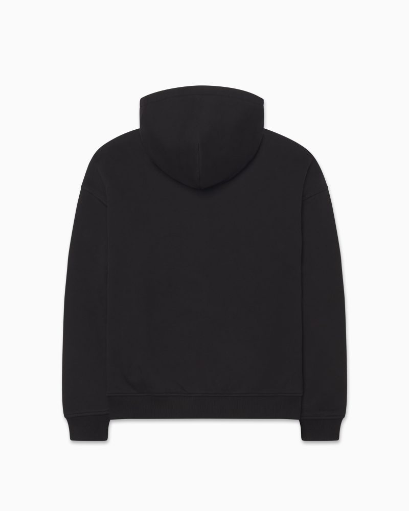 FLEECE OVERSIZED ZIP HOODIE BLACK B