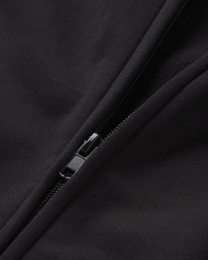 FLEECE OVERSIZED ZIP HOODIE BLACK D