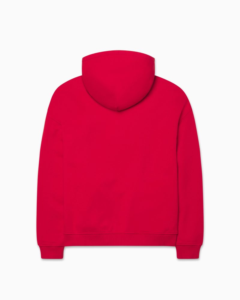 FLEECE OVERSIZED ZIP HOODIE RED B