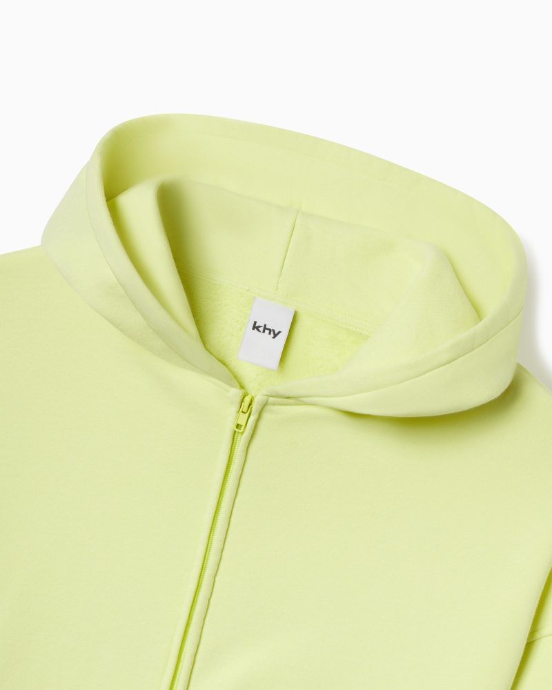 FLEECE OVERSIZED ZIPUP HOODIE LEMON D