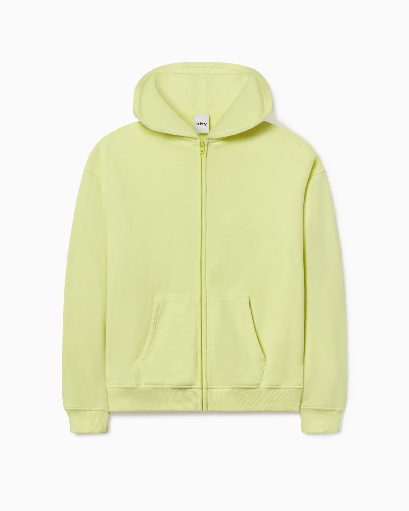 FLEECE OVERSIZED ZIPUP HOODIE LEMON F