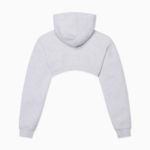 FLEECE SUPER CROP SHRUG HOODIE GREY B