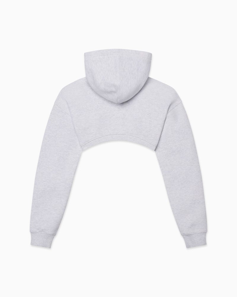 FLEECE SUPER CROP SHRUG HOODIE GREY B