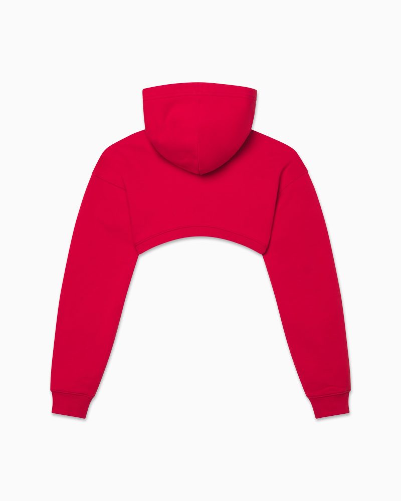 FLEECE SUPER CROP SHRUG HOODIE RED B