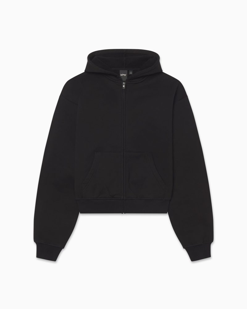 FLEECE ZIP HOODIE BLACK F