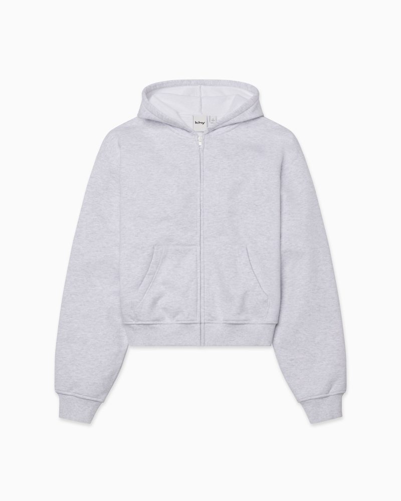 FLEECE ZIP HOODIE GREY F