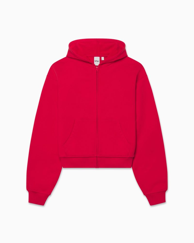 FLEECE ZIP HOODIE RED F