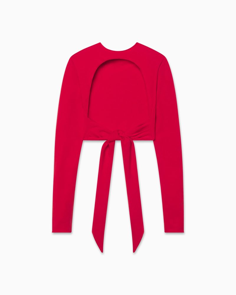 LONG SLEEVE WRAP TOP RED B