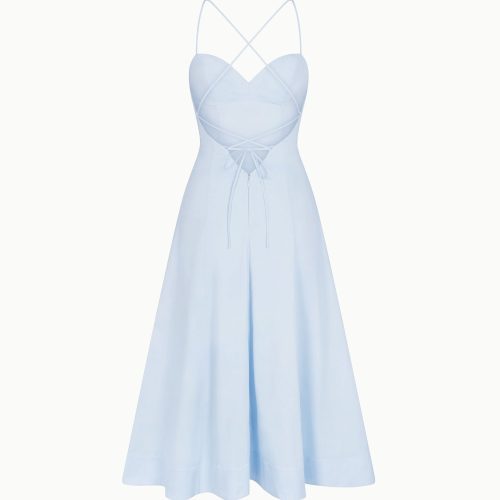 LOW BACK MIDI DRESS POPLIN ICE BLUE B