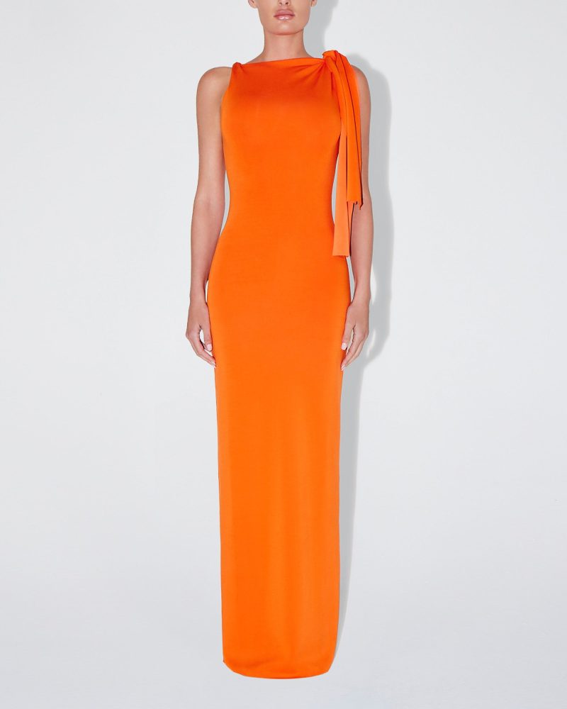 MADISON SUEDED KNOTTED MAXI DRESS PAPAYA SUEDED 0021